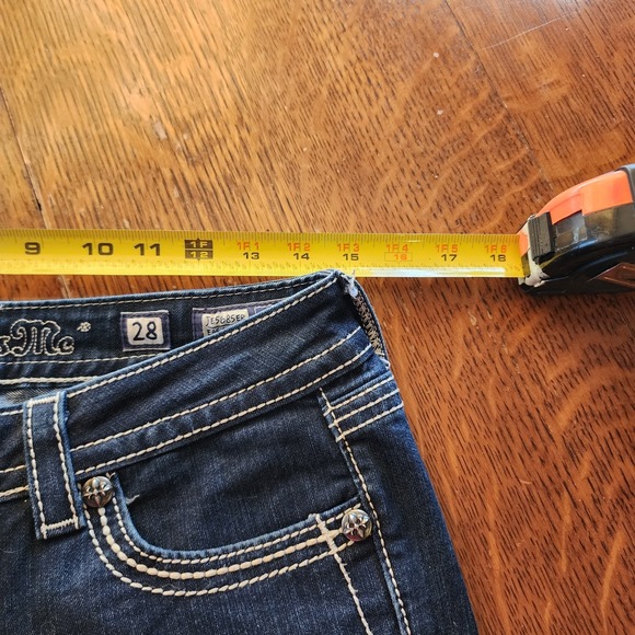 Miss Me Womens 28 Easy Boot Jeans JE5685ER Dark Blue Embroidered Studded - Picture 7 of 12